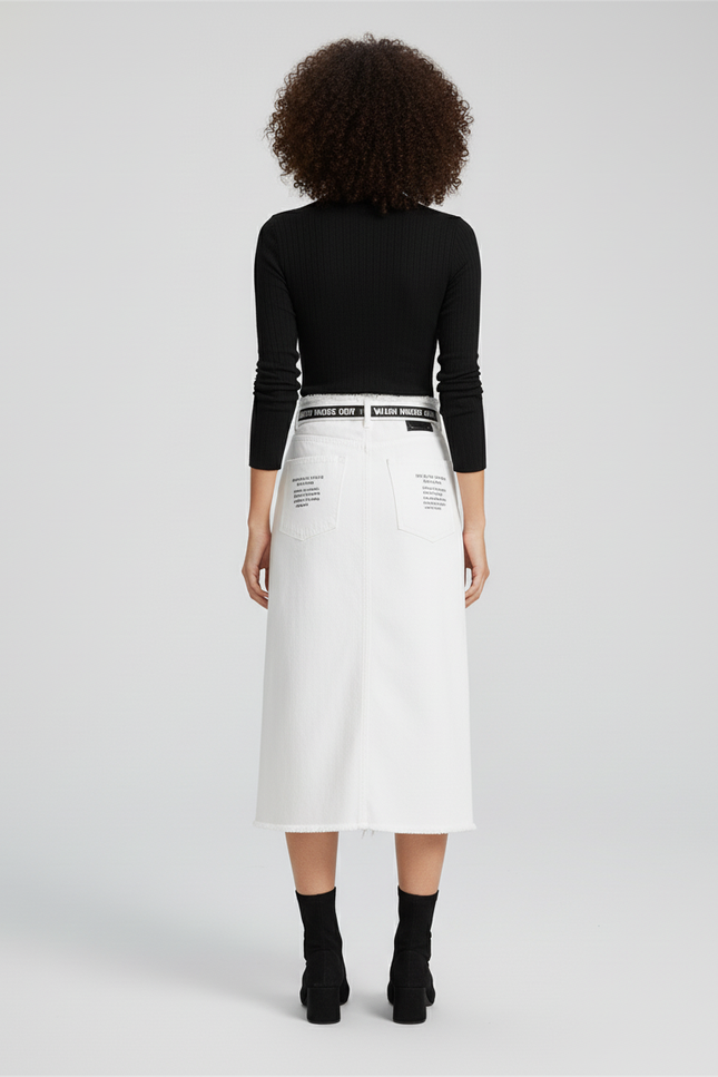 Jupe Jean Blanche Déchirée Chic