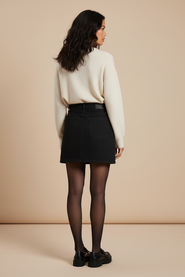 Jupe Jean Noire A-Line Chic