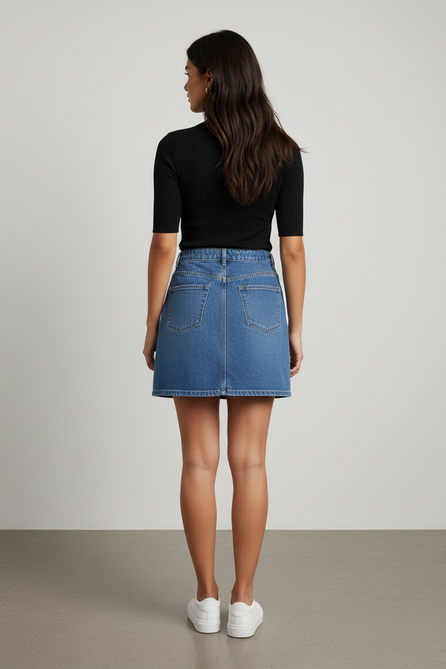 Jupe Jean Mini Bleu Décontractée Streetwear