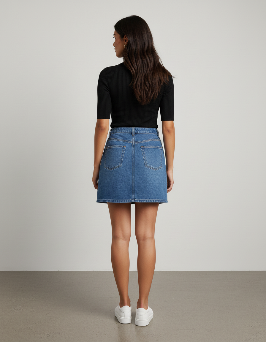 Jupe Jean Mini Bleu Décontractée Streetwear