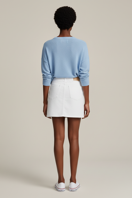 Jupe Jean Blanche Courte Décontractée