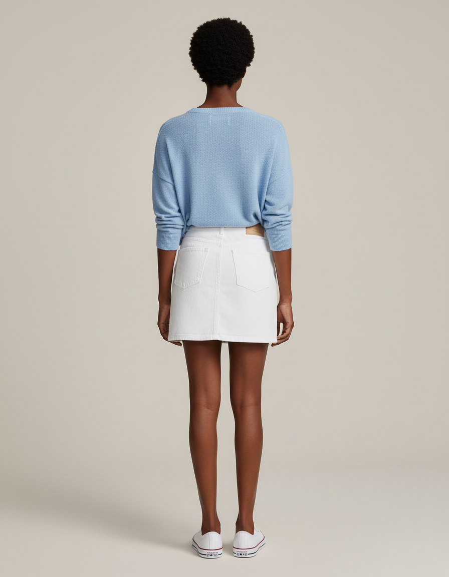 Jupe Jean Blanche Courte Décontractée