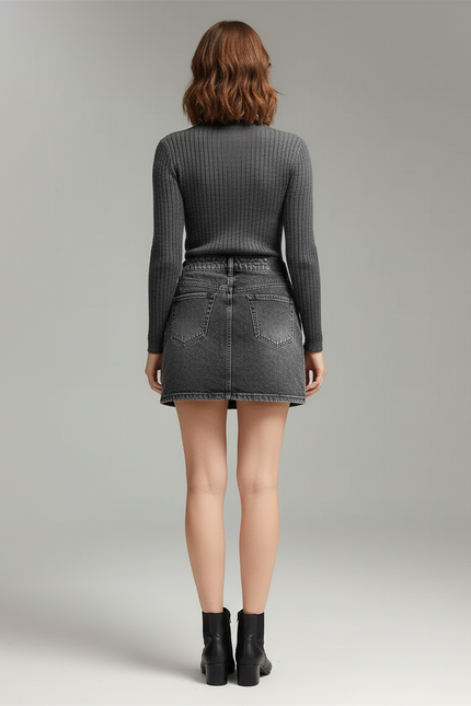 Jupe Jean Délavée Motif Losanges Chic