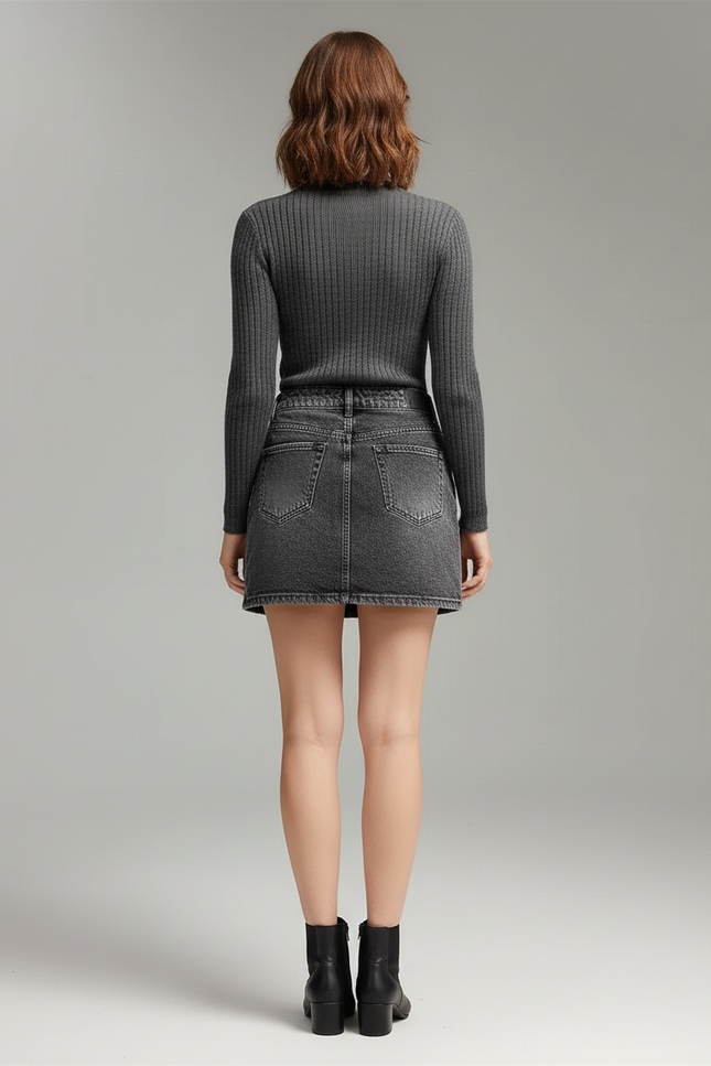 Jupe Jean Délavée Motif Losanges Chic