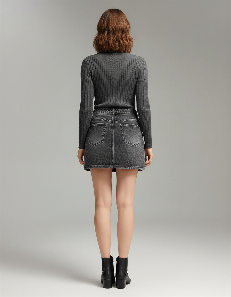 Jupe Jean Délavée Motif Losanges Chic