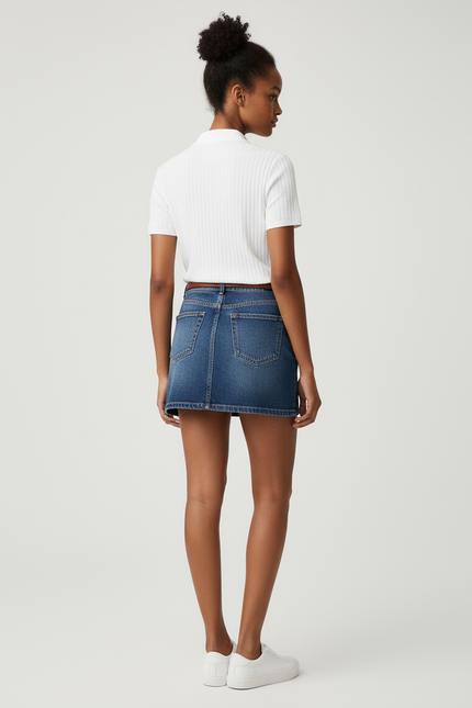 Jupe Jean Délavée Courte Décontractée