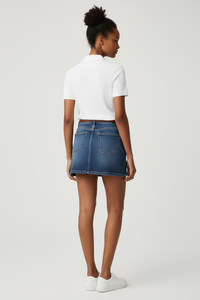 Jupe Jean Délavée Courte Décontractée