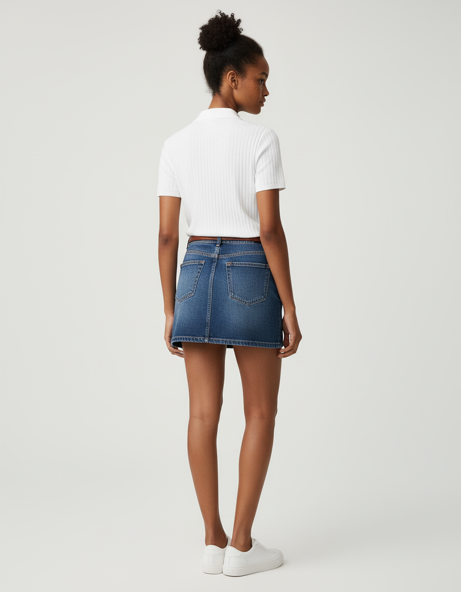 Jupe Jean Délavée Courte Décontractée