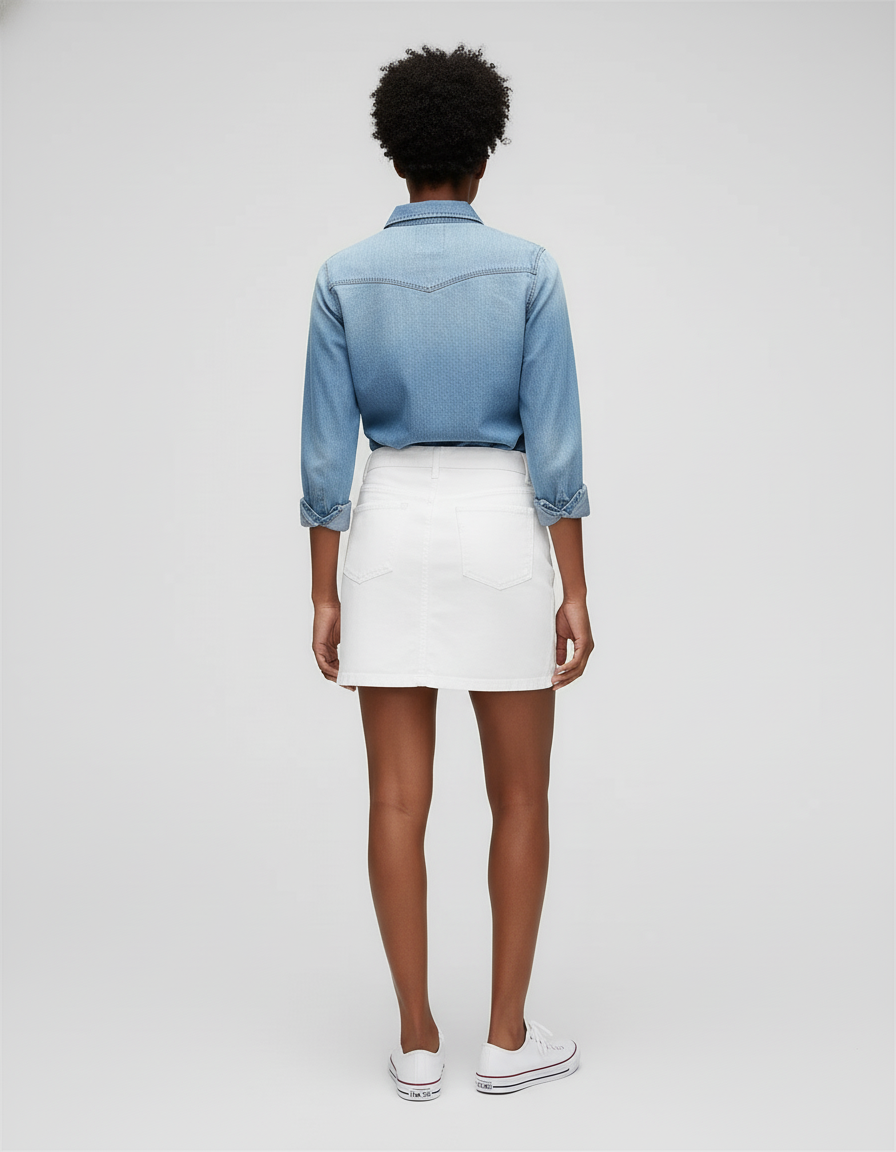 Jupe Jean A-Line Blanche Décontractée