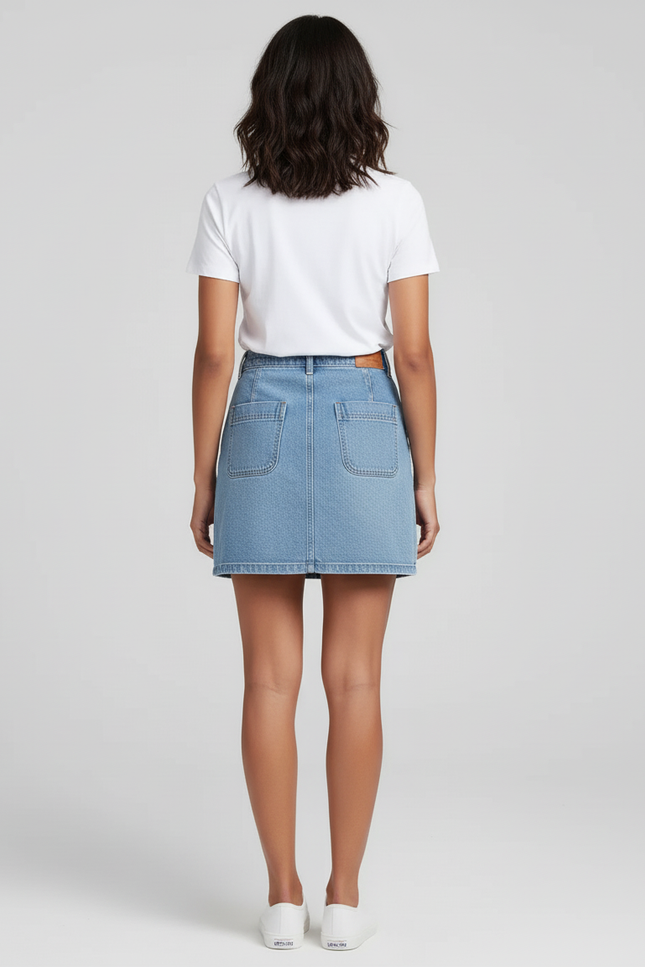 Jupe Jean Bleu Clair Boutonnée Classique