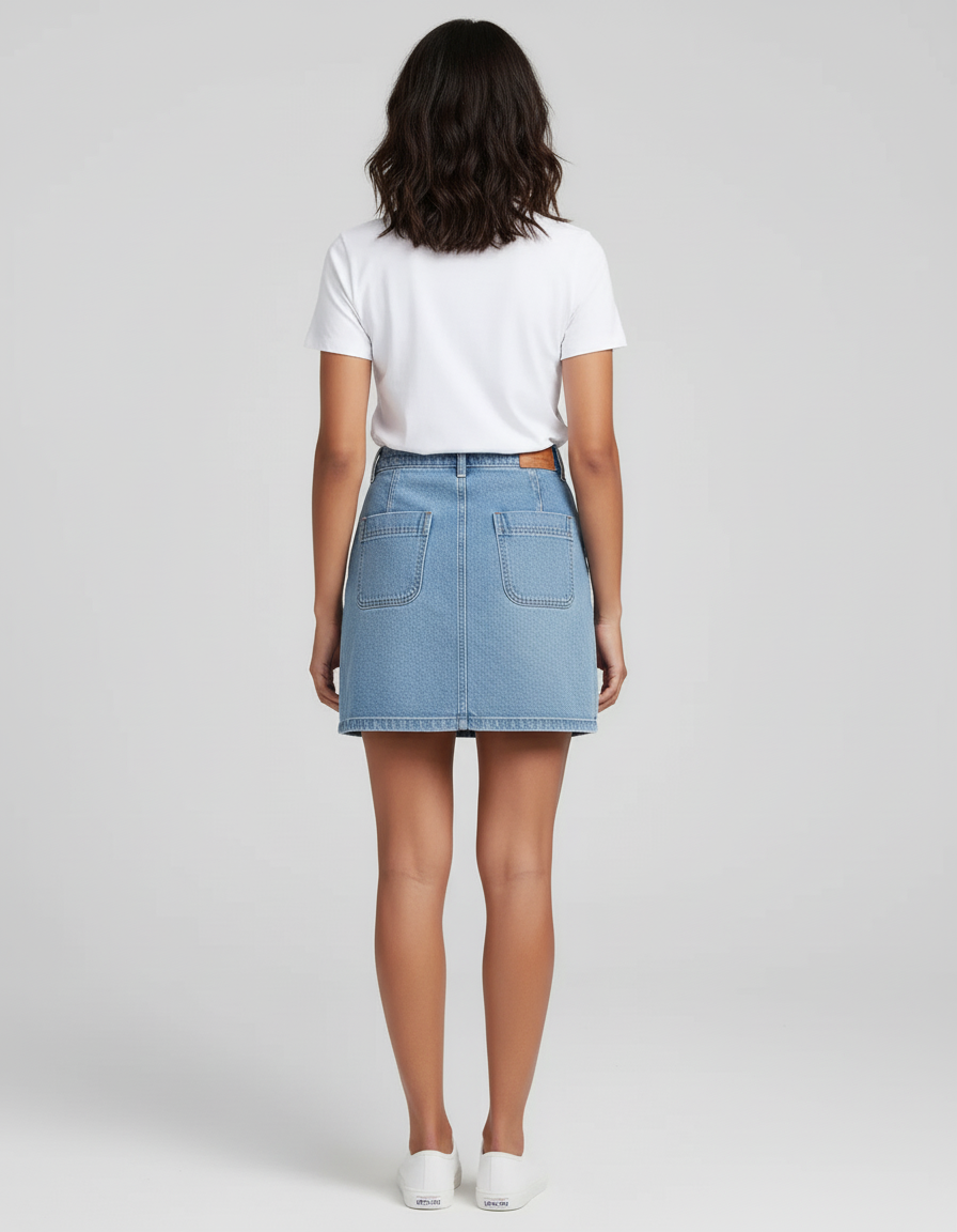 Jupe Jean Bleu Clair Boutonnée Classique