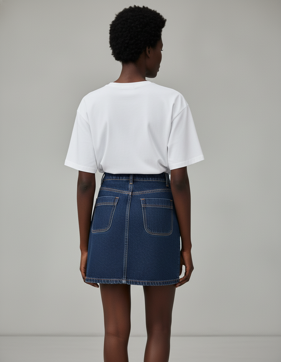 Jupe Jean Trapèze Boutonnée Décontractée