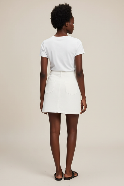 Jupe Jean Blanche Boutonnée Chic