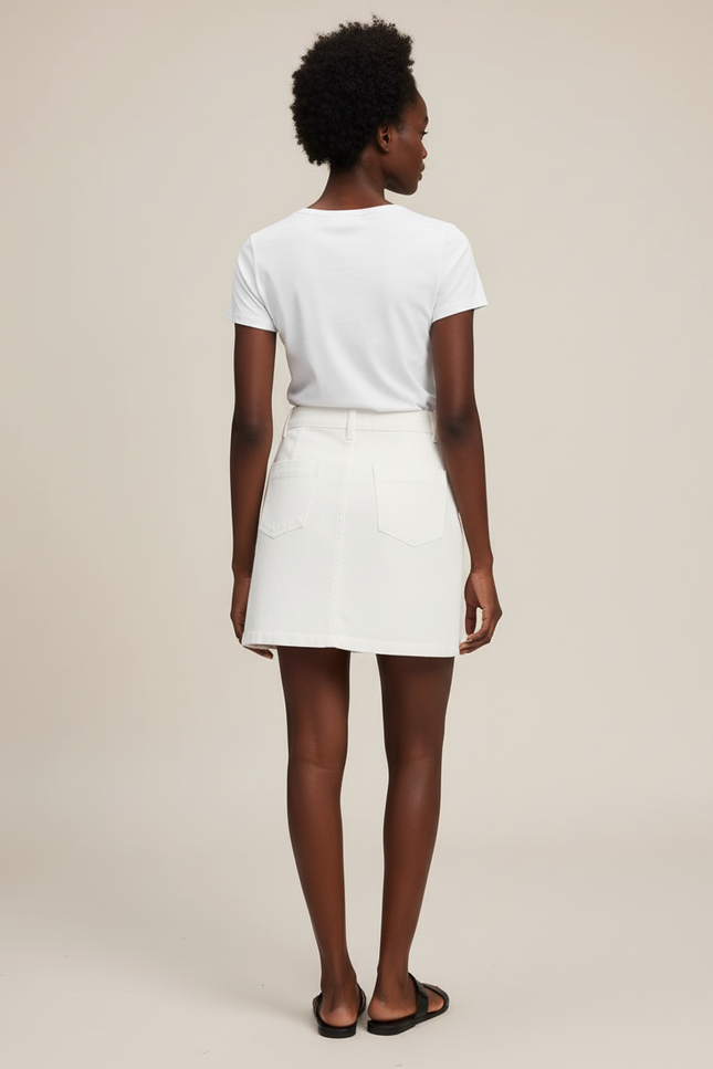 Jupe Jean Blanche Boutonnée Chic