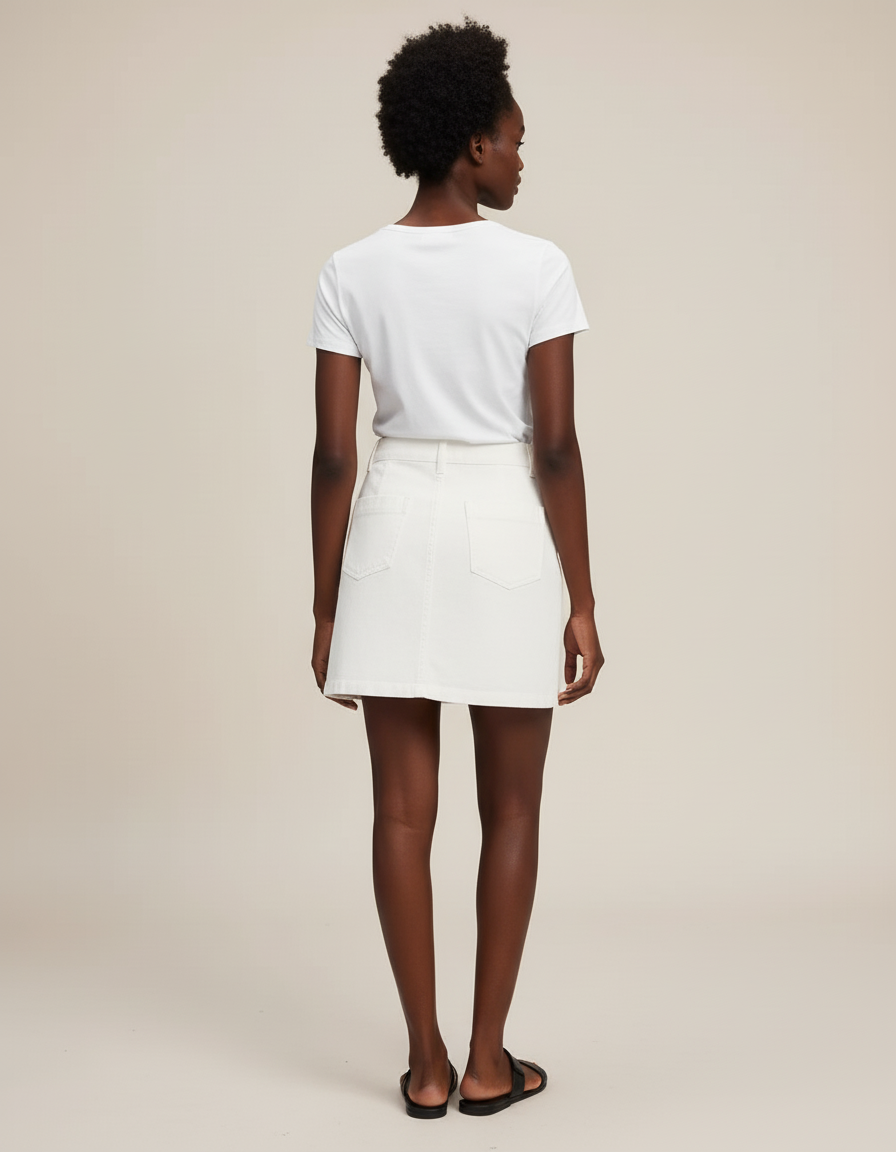 Jupe Jean Blanche Boutonnée Chic