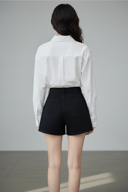 Jupe Jean Taille Haute Noire Chic