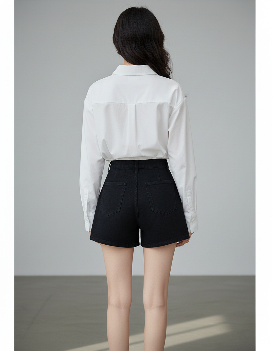 Jupe Jean Taille Haute Noire Chic