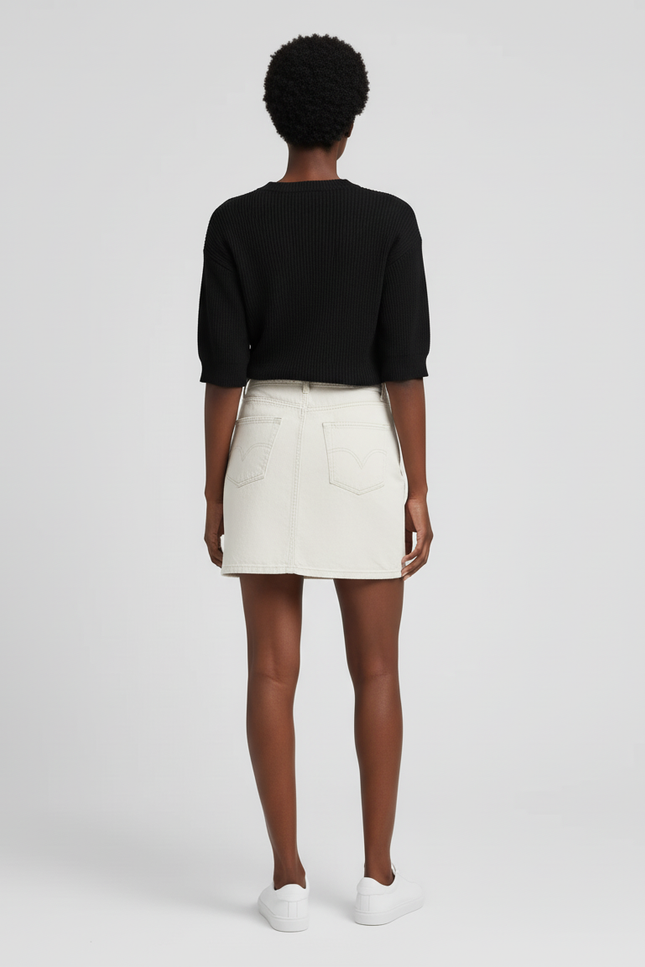 Jupe Jean Crème Courte Décontractée