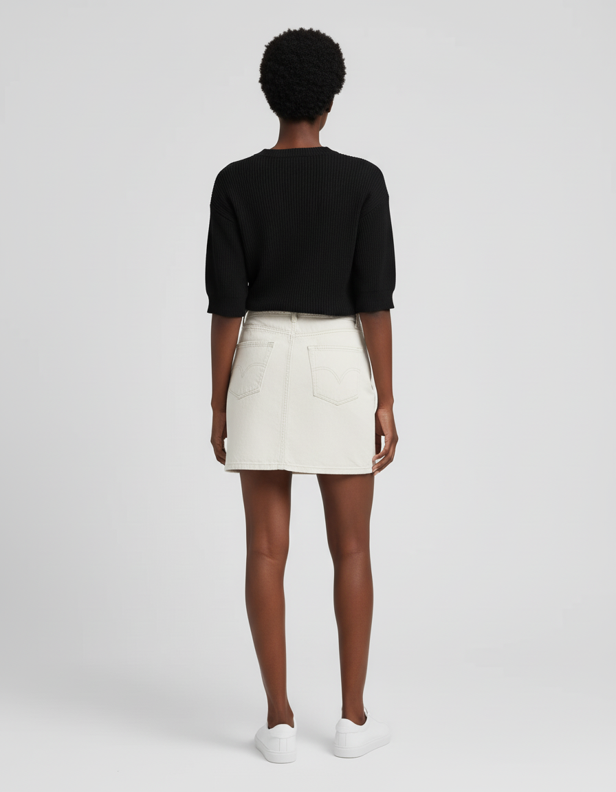 Jupe Jean Crème Courte Décontractée
