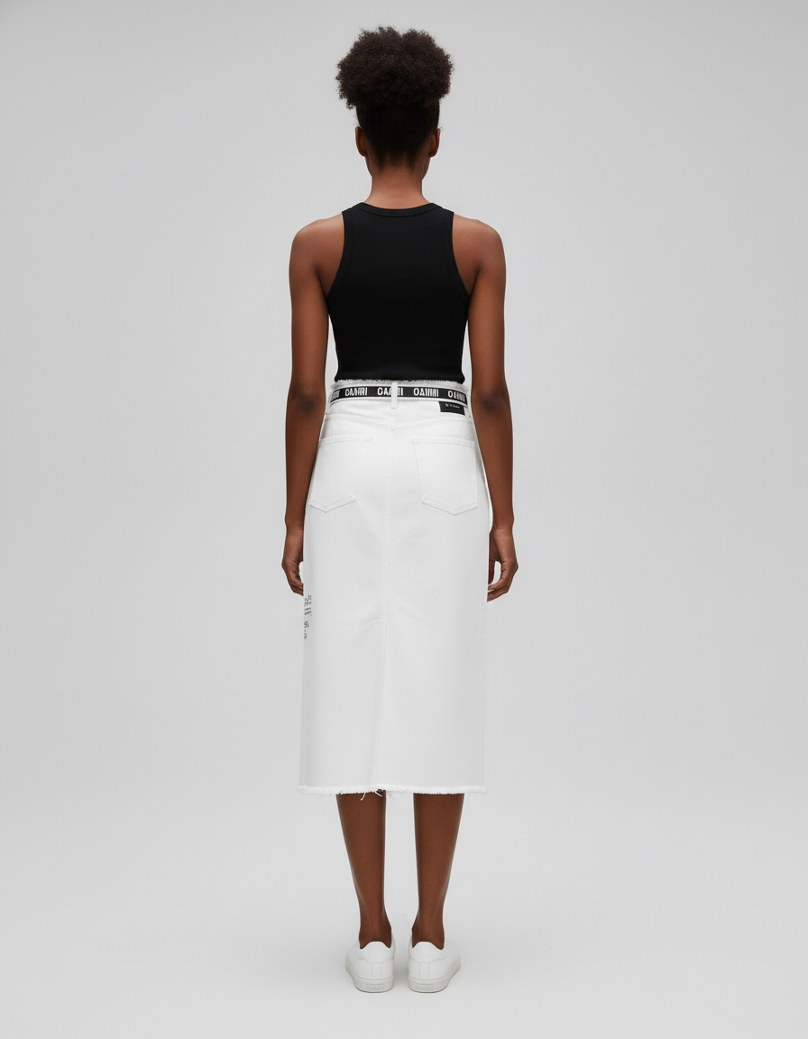 Jupe Jean Blanche Déchirée Décontractée