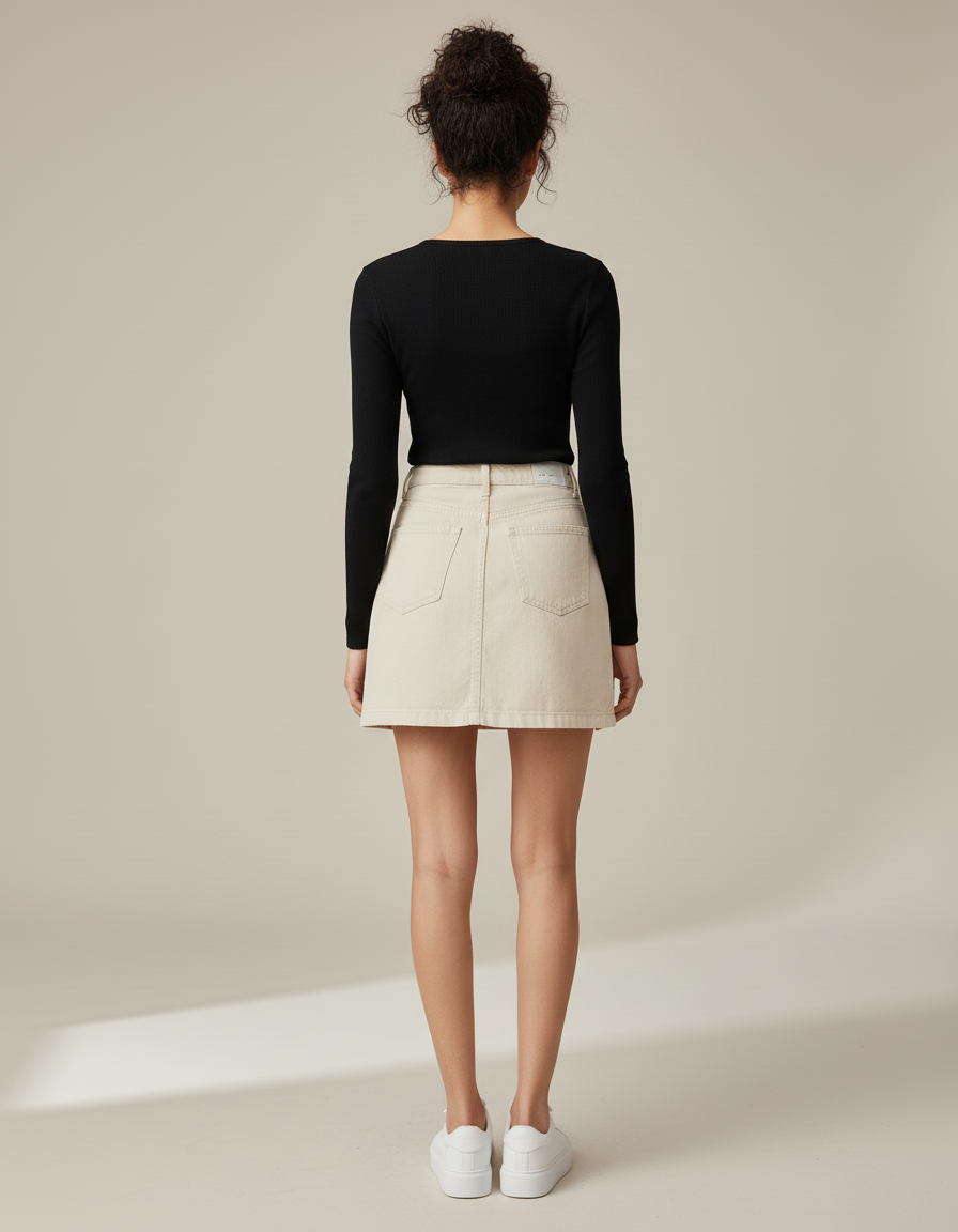 Jupe Jean Beige Mini Chic