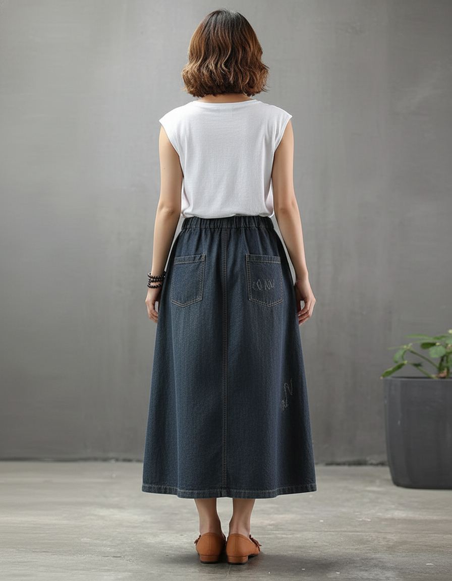 Jupe En Jean Avec Broderie