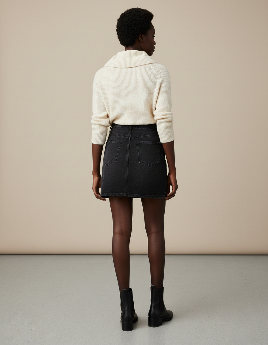 Jupe Jean Mini Gris Foncé Chic