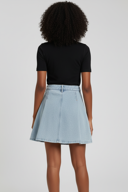 Jupe Jean Bleue Claire Plissée Chic