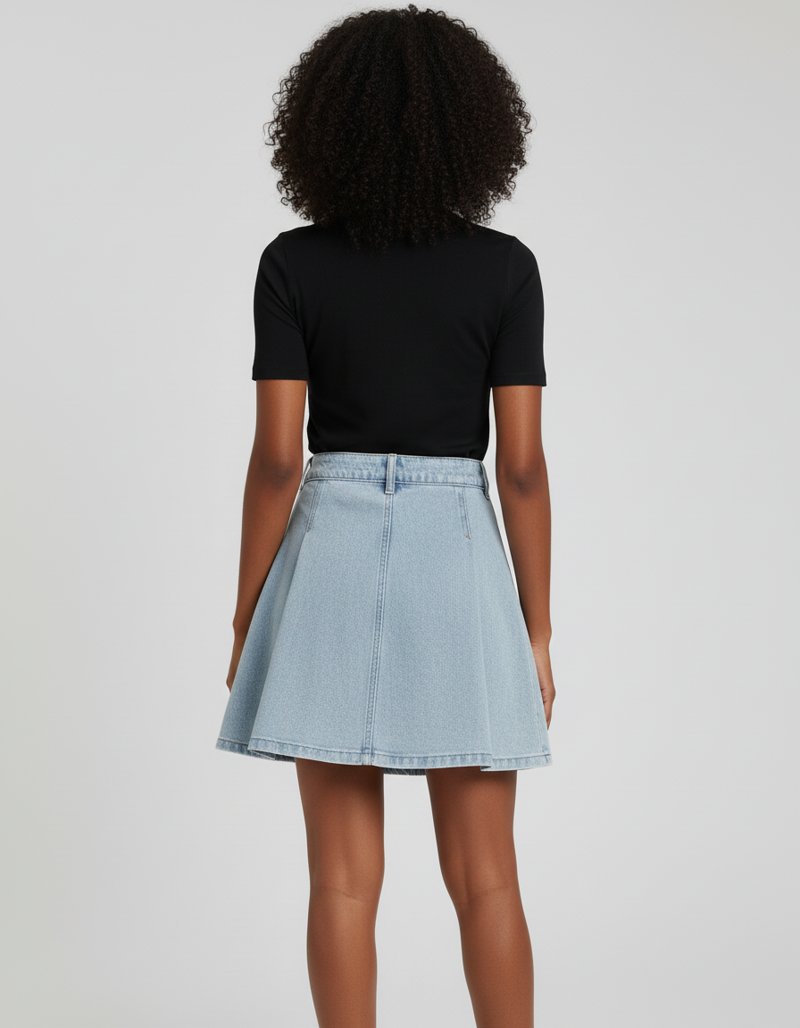 Jupe Jean Bleue Claire Plissée Chic