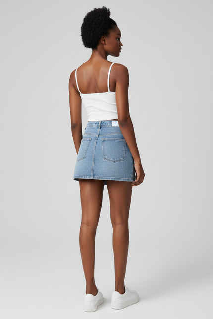 Jupe Jean Coupe Portefeuille Poches Cargo Chic