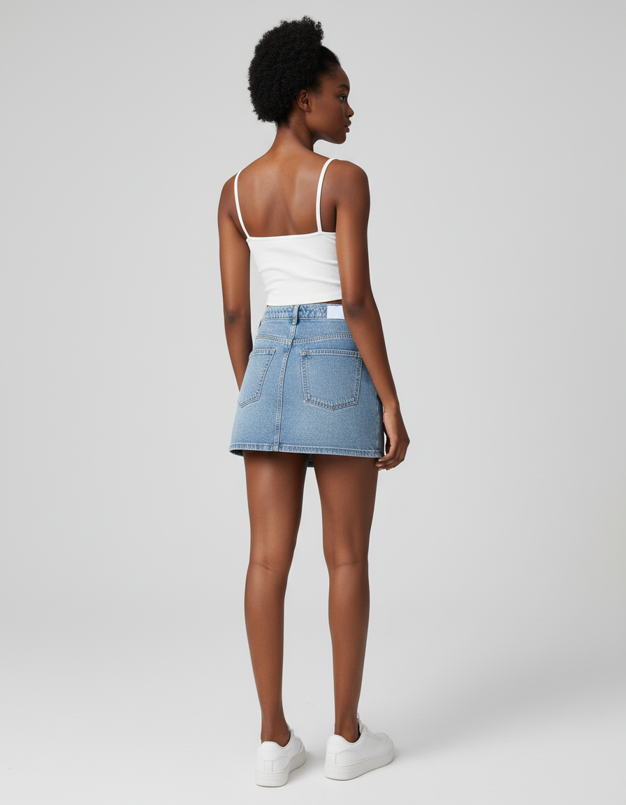 Jupe Jean Coupe Portefeuille Poches Cargo Chic