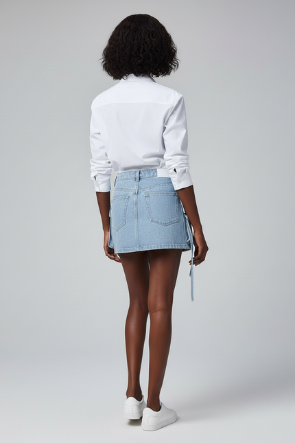 Jupe Jean Poches Cargo Splicée Décontractée