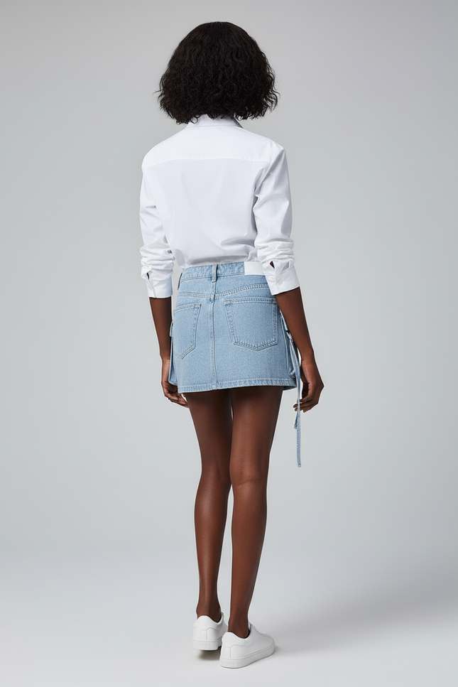 Jupe Jean Poches Cargo Splicée Décontractée