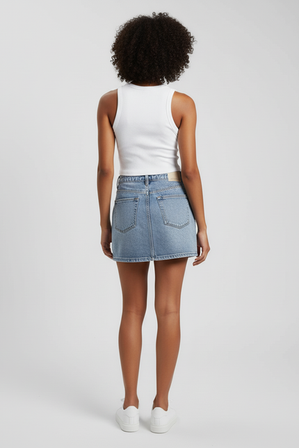 Jupe Jean Taille Haute Mini Décontractée
