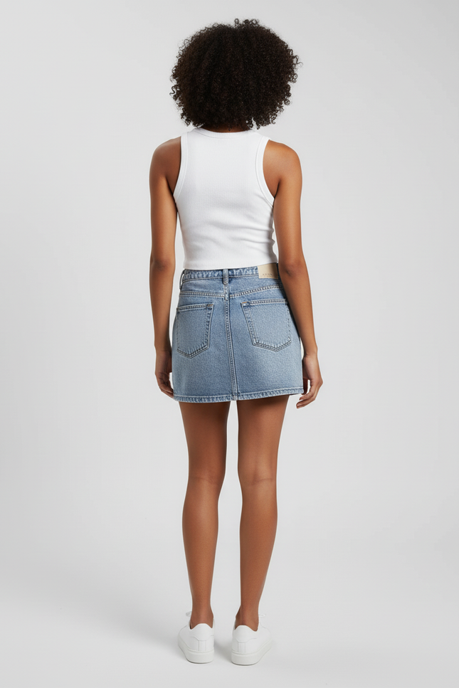 Jupe Jean Taille Haute Mini Décontractée