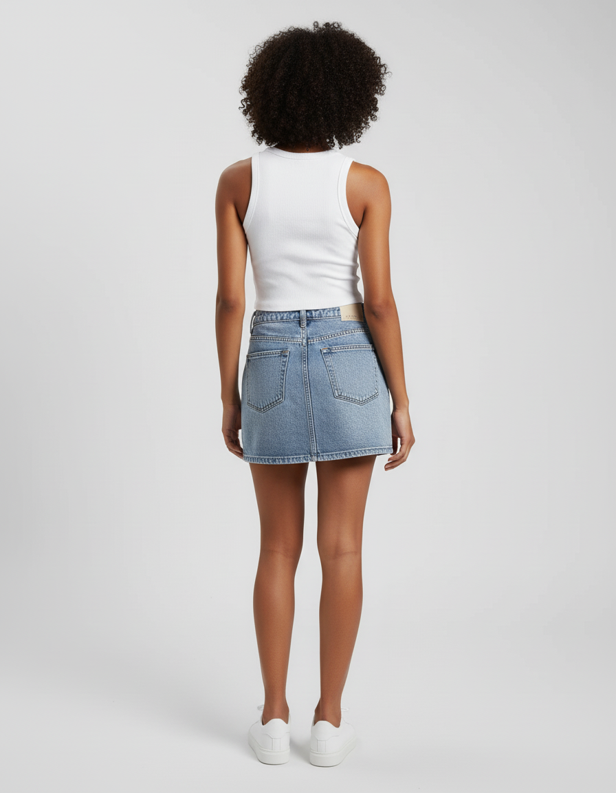 Jupe Jean Taille Haute Mini Décontractée