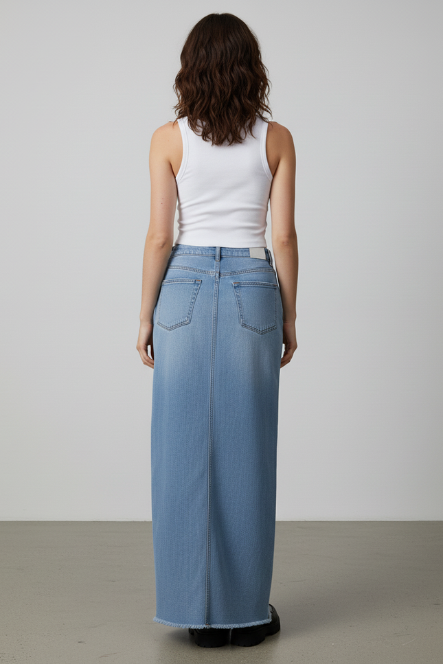 Jupe Jean Longue Bleu Clair Décontractée