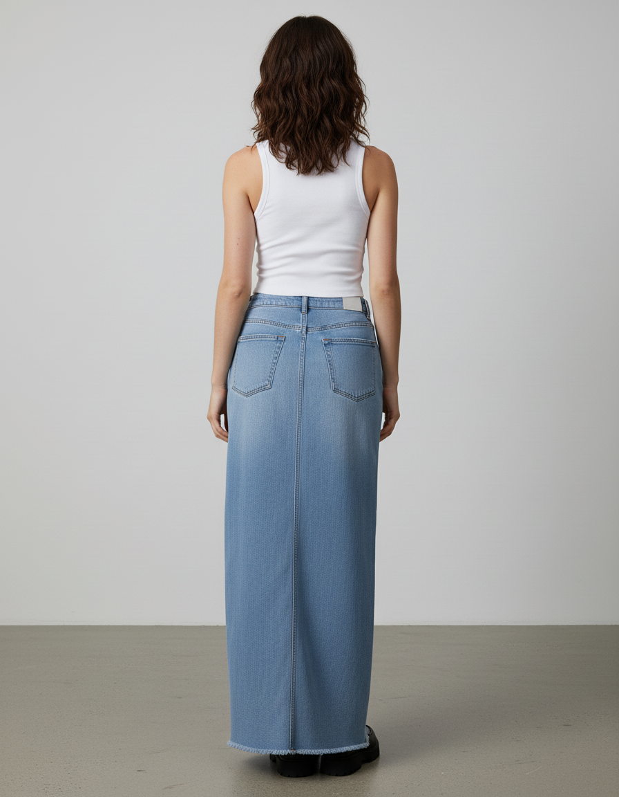 Jupe Jean Longue Bleu Clair Décontractée