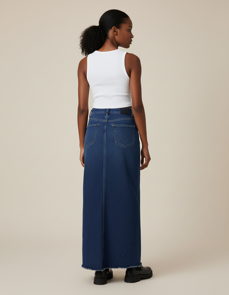 Jupe Jean Longue A-Line Décontractée