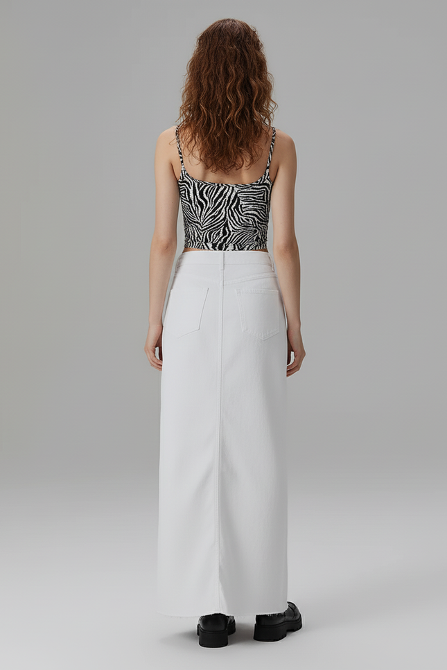 Jupe Jean Blanc Longue Décontractée