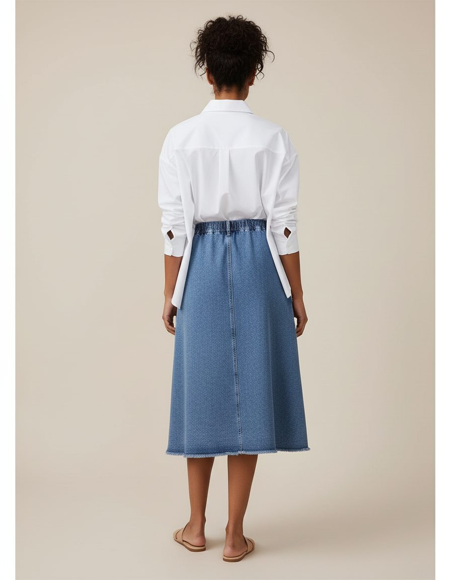 Jupe Jean A-Line Midi Fluide