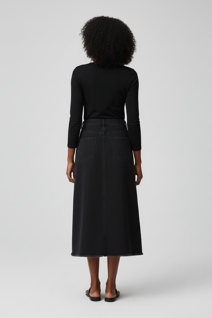 Jupe Jean Noire Évasée Chic