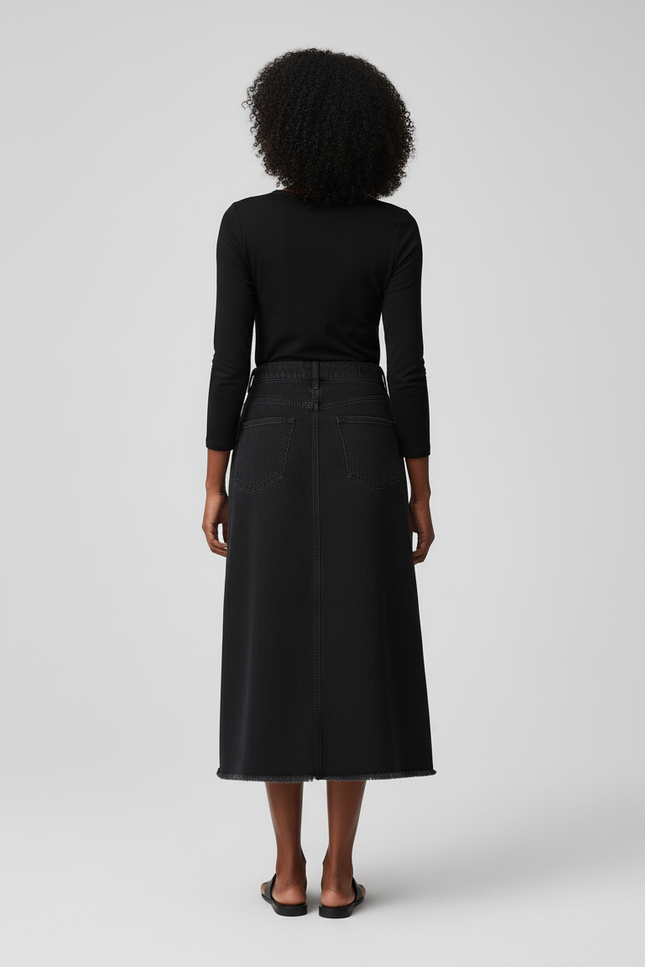 Jupe Jean Noire Évasée Chic