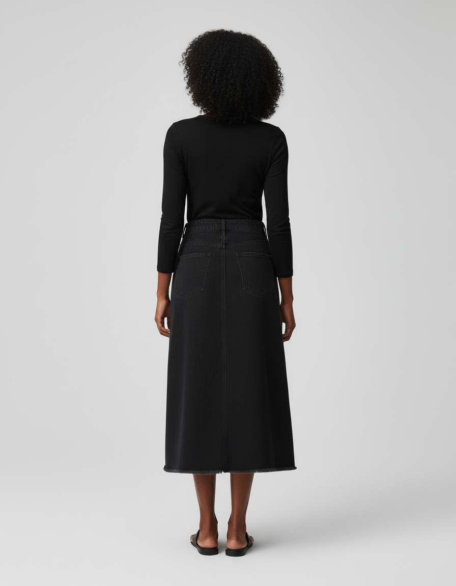 Jupe Jean Noire Évasée Chic