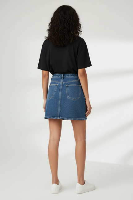 Jupe Jean Bleue Coupe Évasée Décontractée