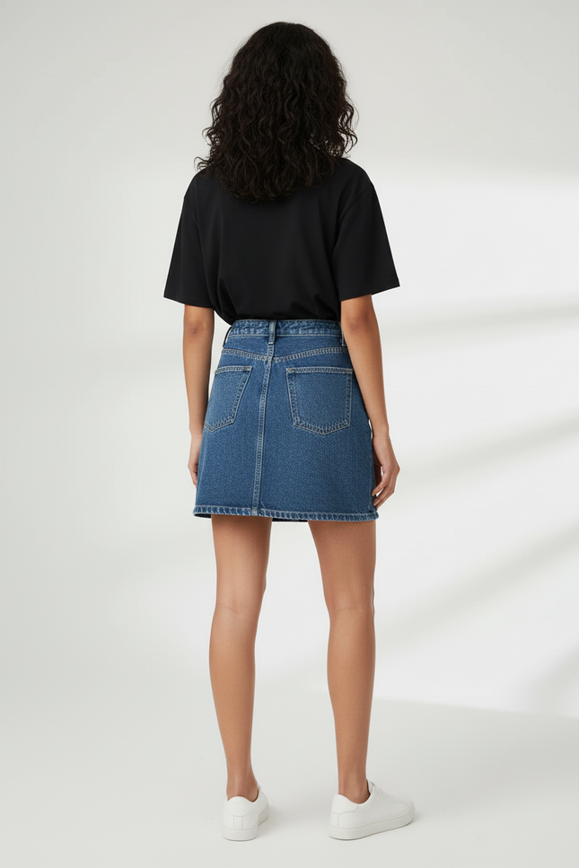 Jupe Jean Bleue Coupe Évasée Décontractée