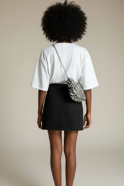 Jupe Jean Noire A-Line Décontractée