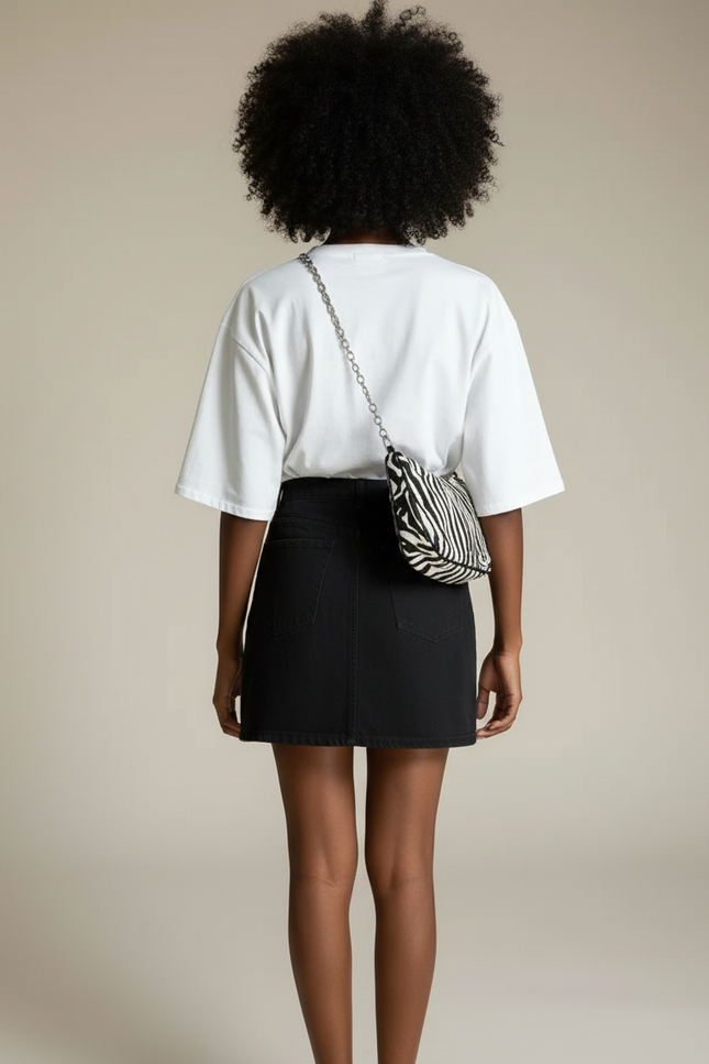 Jupe Jean Noire A-Line Décontractée