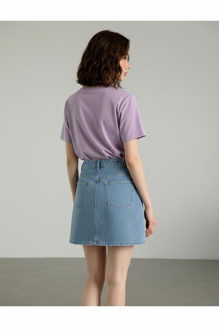 Jupe Jean Bleu Clair Mini Décontractée Vaporeuse