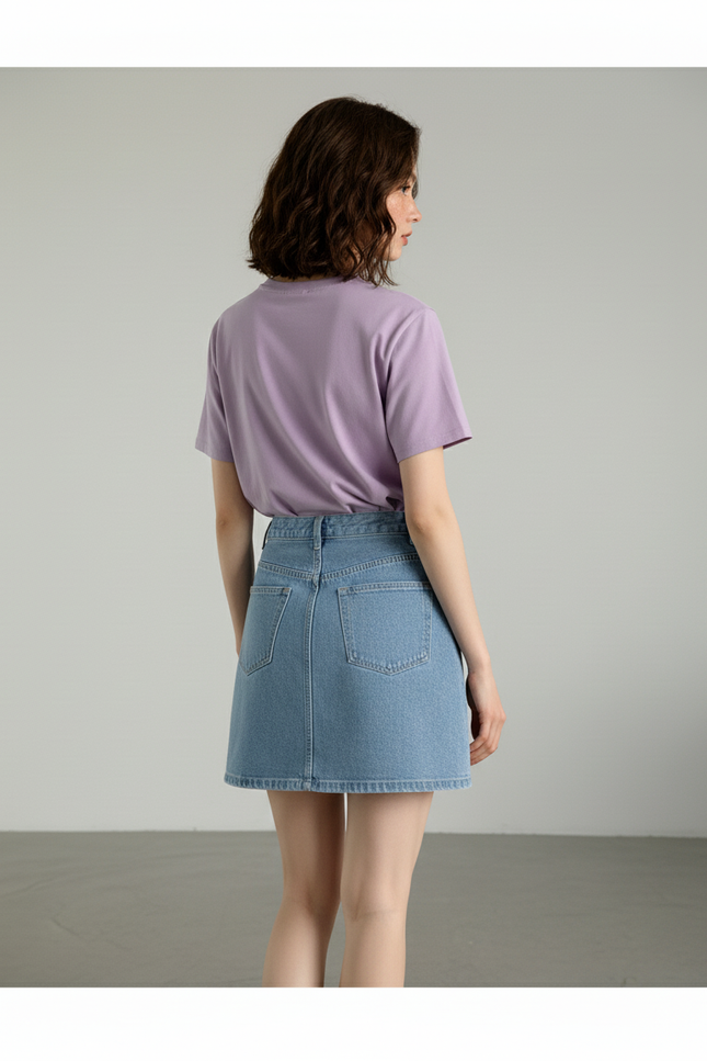 Jupe Jean Bleu Clair Mini Décontractée Vaporeuse